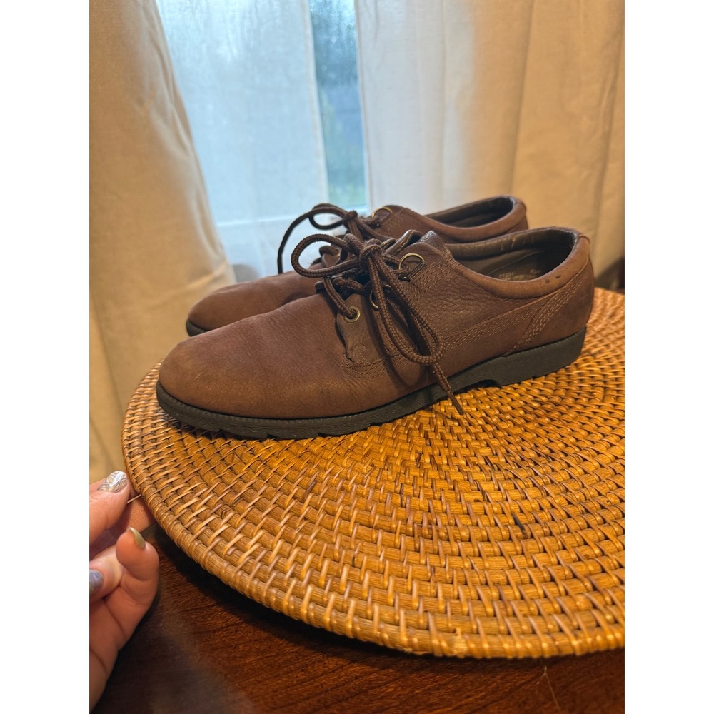 Thom McAn Womens Brown Leather Lace Up Oxford Shoes Wide Width Size 8.5W